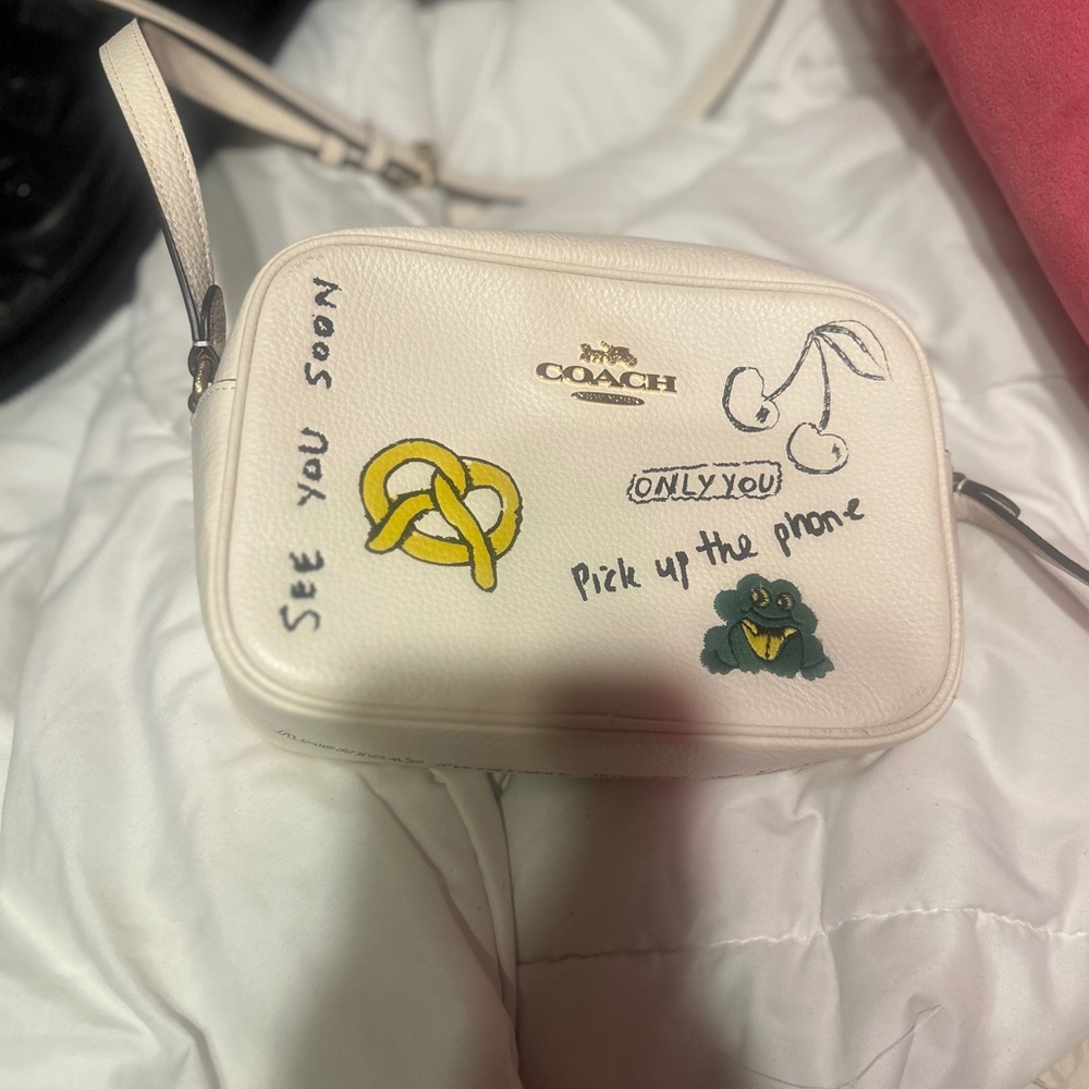 Coach Cream Crossbody Bag with Fun Graphics
